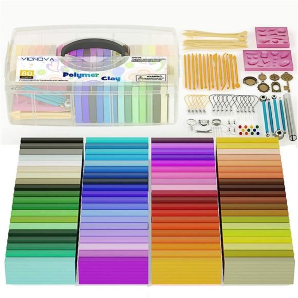80 Colors Polymer Clay with Tools and Accessories Non-Stick, Non-Toxic for Kids